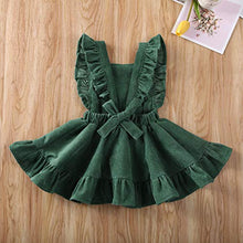 Load image into Gallery viewer, Karuedoo Baby Girls Velvet Suspender Skirt Infant Toddler Ruffled Casual Strap Sundress Summer Outfit Clothes (2-3T, Green 2(Velvet))