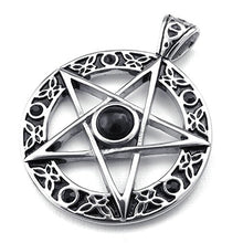 Load image into Gallery viewer, Jonline24h Mens Celtic Pentagram Stainless Steel Pendant Necklace, Black Silver, 18-26 inch Chain(24 Inches)