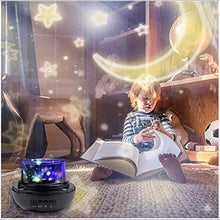 Load image into Gallery viewer, CWH&WEN 2 in 1 LED Starry & Undersea Projector Lamp, Rotating Night Light 8 Colors Mode LED Laser Night Lights Gift for Kids Children Living/Bedroom,Black
