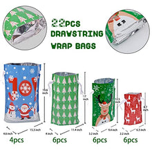 Load image into Gallery viewer, Christmas Gift Bags Assorted Sizes, 22pcs Drawstrings Christmas Bags For Gifts, Presents Wrapping Bags Favor Goody Bags Reusable Plastic Xmas Holiday Gift Bag Bulk Extra Large/Big/Medium/Small Size