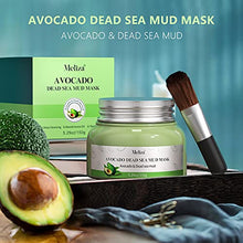 Load image into Gallery viewer, Organic Avocado Clay Mask Meliza Dead Sea Mud Mask Natural Green Tea Healing Clay Facial Mask Nourishing Hydration Antioxidant Deep Cleansing Mud Mask with Mask Brush for Acne Blackheads Pores