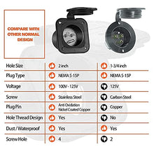 Load image into Gallery viewer, Bundle |WELLUCK 15 Amp 125V AC Power Inlet Port Plug with Integrated 18" Extension Cord, NEMA 5-15 RV Flanged Inlet with Waterproof & Back Cover, 2 Pole 3-Wire Shore Power Plug for Boat