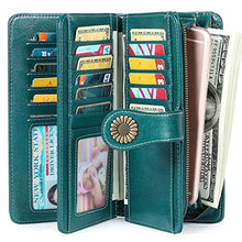 Load image into Gallery viewer, SENDEFN Wallets for Women Genuine Leather Credit Card Holder with RFID Blocking Large Capacity Wristlet