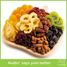 Load image into Gallery viewer, Christmas Gift Basket Holiday Mixed Dried Fruit & Nuts in Reusable Wooden Apple Tray + Ribbon (9 Assortments) Gourmet Food Bouquet Arrangement Platter, Birthday Care Package, Healthy Kosher Snack Box