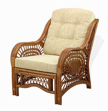Load image into Gallery viewer, Malibu Lounge Armchair ECO Natural Rattan Wicker Handmade Design with Cream Cushion, Colonial (Light Brown)