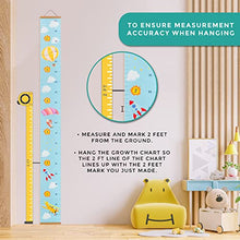 Load image into Gallery viewer, RubyRoo Baby Growth Chart - Growth Chart for Kids - Nursery or Toddler Room Wall Decor for Boy - Removable Roll Up Canvas Children Height Measure Chart with Wood Frame - 7.9" x 79" Adventure Theme