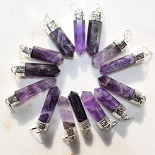 Load image into Gallery viewer, CHARGED Himalayan Amethyst Crystal Perfect Pendant + 20" Silver Chain + Selenite Heart Charging Crystal Included (HEALING ENERGY)