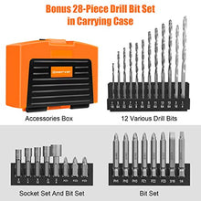 Load image into Gallery viewer, EnerTwist 20V Max Cordless Drill, 3/8 Inch Power Drill Set with Lithium Ion Battery and Charger, Variable Speed, 19 Positions and 28-Pieces Drill/Driver Accessories Kit, ET-CD-20