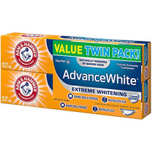 Load image into Gallery viewer, ARM & HAMMER Advanced White Extreme Whitening Toothpaste, TWIN PACK (Contains Two 6oz Tubes) -Clean Mint- Fluoride Toothpaste