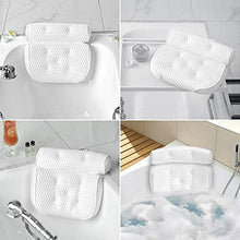 Load image into Gallery viewer, Mosuch Bath Pillow for Head Neck and Shoulder Support, 4D Air Mesh Luxury Spa Bathtub Pillow with 7 Non-Slip Suction Cups Large and Soft Bath Pillows Fits All Bathtub, Hot Tub, Jacuzzi and Home Spa