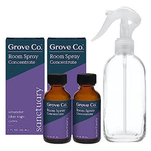 Load image into Gallery viewer, Grove Co. Liquid Air Freshener Refills (2 x 1oz) + Room Spray Glass Bottle, SANCTUARY Room Fragrance - 100% Natural Lavender, Blue Sage & Clove Fragrance