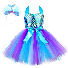 Load image into Gallery viewer, Mermaid Dress for Little Girls Mermaid Tutu Costume Halloween Birthday Party Outfit Light Blue 7-8 Years