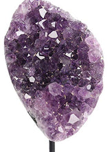 Load image into Gallery viewer, JIC Gem Natural Deep Purple Amethyst Crystal Cluster on Metal Stand Small Healing Crystals Stone Home Office Decor