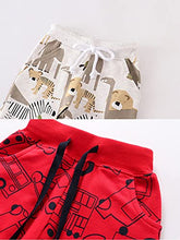 Load image into Gallery viewer, AQEACARMON Toddler Boys Jogger Athletic Pants Dinosaur Car Drawstring Elastic Sweatpants (1-Pack 2-Pack) (Red car + Gray Animal, 2-3T)