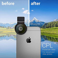 Load image into Gallery viewer, Camera Lens Kit by Coral Entertainments| Professional CPL, Macro & Wide Angle Lenses | Multi-use tripod & Selfie Remote Control | For iPhone, Samsung Galaxy, iPads Tablets | Hard Case & Universal Clip