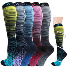 Load image into Gallery viewer, 5 Pairs Graduated Medical Compression Socks for Women&Men 20-30mmhg Knee High Sock(Multicoloured 1, Small/Medium(US SIZE))