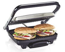 Load image into Gallery viewer, Hamilton Beach Panini Press, Sandwich Maker & Electric Indoor Grill, Upright Storage, Nonstick Easy Clean Grids, Stainless Steel (25410)