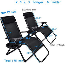 Load image into Gallery viewer, Zero Gravity Chair Oversized,420 lbs Weight Capacity Patio Lounge Chair, Folding Beach Chair Recliner 31.5 inch Extra Wide Yard Chair with Cup Holder (Black)
