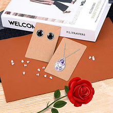 Load image into Gallery viewer, Earring Cards, Anezus 100 Pcs Earring Display Cards Earring Holder Cards with 200 Earring Backs and 100 Self- Sealing Bags for Earrings Necklace Jewelry Display, Kraft Color 3.5x2.4 Inches