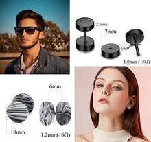 Load image into Gallery viewer, YADOCA 11 Pairs Stainless Steel Mens Womens Stud Earrings Set Ear Piercing Plugs Tunnel Fake Ear Gauge Barbell Screw Stud Flat Back 16G 18G