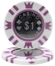 Load image into Gallery viewer, Brybelly Coin Inlay Poker Chip 15-Gram Heavyweight Clay Composite – Pack of 50 ($1 White)