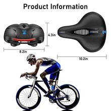 Load image into Gallery viewer, Waterproof Comfortable Wide Bike Seat with Red Warning Strip,Memory Foam Bicycle Saddle with Dual Shock Absorbing,Universal Fit Bike Cushion Replacement on Indoor/Outdoor Mountain Bikes for Women&Men