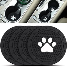Load image into Gallery viewer, Boao 4 Packs Car Coasters 2.75 Inch Paw Car Cup Holder Silicone Anti Slip Dog Paw Coaster Mat Accessories for Most Cars, Trucks, RVs and More (Black)