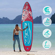 Load image into Gallery viewer, FEATH-R-LITE Inflatable Stand Up Paddle Board 10'6''x30''x6'' Ultra-Light (18.9lbs) ISUP with Paddleboard Accessories,Fins,Adjustable Paddle, Pump,Backpack, Leash, Waterproof Phone Bag (Pink) (Pink)