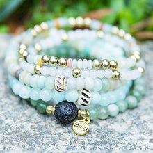 Load image into Gallery viewer, tom+alice Beaded Bracelets for Women Stackable Handcut Natural Stones 5 pcs Ermish Stretch Set Bangle