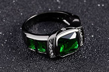 Load image into Gallery viewer, Aunyamanee Jewelry Shop Emerald Cut Size 8,9,10,11 Man's Black 18K Gold Filled AAA Emerald Wedding Rings (10)