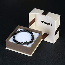 Load image into Gallery viewer, COAI Hand of Hamsa Black Obsidian Stone Mens Bracelet 7"