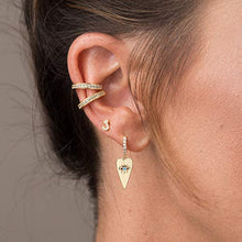 Load image into Gallery viewer, Heart Evil Eye Huggie Hoop Earrings, 925 Sterling Silver Post 14K Gold Plated Dainty Evil Eye Dangle Hoop Huggie Stud Earrings for Women