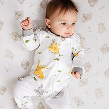 Load image into Gallery viewer, Burt's Bees Baby baby girls & Play, Organic One-piece Romper-jumpsuit Pj, Zip Front Footed Pajama and Toddler Sleepers, Bunny Trail, 0-3 Months US