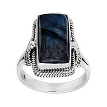 Load image into Gallery viewer, Silpada 'Night Owl' Natural Labradorite Rope Ring in Sterling Silver, Size 11