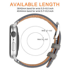 Load image into Gallery viewer, Fullmosa Compatible for iWatch 42mm 38mm 40mm 44mm, Yola Leather Watch Band for iWatch Series SE/6/5/4/3/2/1, Nike+, Edition, Sport 42mm Grey+Silver Hardware