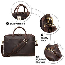 Load image into Gallery viewer, Jack&Chris Genuine Brown Leather Briefcase Bag Mens Messenger Bag 14 inch Leather Laptop Bag for Men, NM1864-5