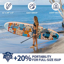 Load image into Gallery viewer, Mousa Inflatable Paddle Board, 11' x 34'' x 6'' Dual Player Paddle Boards for Adults, 3-Fin & Floatable Paddle Non Slip Deck, Waterproof Phone Case, Backpack Yoga ISUP, 20 lbs Super Light SUP Board