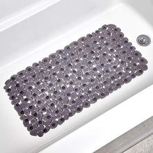 Load image into Gallery viewer, iDesign Pebblz Suction Non-Slip Bath Mat for Shower, Bathtub, Stall, 26" x 13.5", Gray
