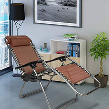 Load image into Gallery viewer, Goujxcy Outdoor Folding Chairs,Outdoor Lounge Patio Chairs with Pillow and Utility Tray Adjustable Folding Recliner for Deck,Patio,Beach,Yard Pack 2,Brown