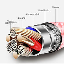 Load image into Gallery viewer, 4Pack(3ft 6ft 6ft 10ft) iPhone Lightning Cable Apple Certified Braided Nylon Fast Charger Cable Compatible iPhone Max XS XR 8 Plus 7 Plus 6s 5s 5c Air iPad Mini iPod (Pink)