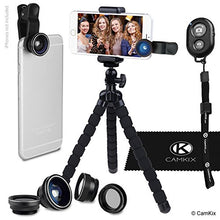 Load image into Gallery viewer, Smartphone Photography Kit - Flexible Cell Phone Tripod, Bluetooth Remote Control Camera Shutter and 5in1 Lens Kit - Universal Octopus Pod - Telephoto, CPL, Fish Eye, Macro and Wide Angle Lens