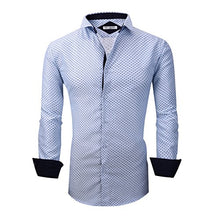 Load image into Gallery viewer, Alex Vando Mens Printed Dress Shirts Long Sleeve Regular Fit Button Down Shirt,Lt Blue863,Large