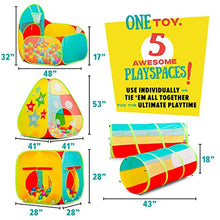 Load image into Gallery viewer, Children’s 5pc Pop Up Play Tent with Ball Pit & Crawl Tunnel – Pretend Playhouse for Kids, Toddlers, Boys, Girls, Indoors & Outdoors – Target Game with 4 Dart Balls – with Carry Case