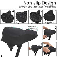 Load image into Gallery viewer, DAWAY C9 Comfortable Exercise Bike Seat Cover - Extra Large Wide Foam & Gel Padded Bicycle Saddle Cushion for Women Men, Fits Spin, Stationary, Cruiser Bikes, Indoor Cycling, Soft