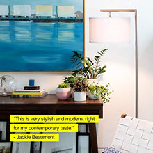 Load image into Gallery viewer, Brightech Montage Modern - Floor Lamp for Living Room Lighting - Bedroom & Nursery Standing Accent Lamp - Mid Century, 5' Tall Pole Light Overhangs Reading - with LED Bulb - Satin Nickel