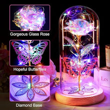 Load image into Gallery viewer, Beferr Valentines Day Gifts for Her Valentines Rose Birthday Gifts for Women Galaxy Rose Crystal Flower Gift Light Up Rose in Glass Dome 8.6" Colorful Rainbow Rose Gifts for Mom Girlfriend Wife