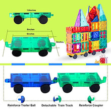 Load image into Gallery viewer, Magnetic Tiles with 2 Cars, Building Blocks Magnets Toys for Kids Toddlers, Educational Toys for 3+, STEM Preschool Learning Toys & Gifts for Kids Ages 3 4 5 6 Year Old Boys Girls
