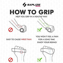 Load image into Gallery viewer, SAPLIZE Bike Handlebar Grips, Ergonomic Design, PR11 (Black, Blue Rings, with Aluminium End Caps)