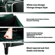 Load image into Gallery viewer, Mid Century Modern 3 Piece Sectional Sofa Set Couches for Living Room Faux Leather Armrest Office Couch Set Loveseat for Small Spaces, Home Furniture Green (Loveseat + 2 Single (3pcs), Green & White)