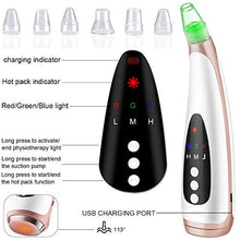 Load image into Gallery viewer, Blackhead Remover Vacuum, Facial Pore Cleanser USB Rechargeable Hot Compress LED Display Blackhead Vacuum with 3 Adjustable Suction Power 6 Suction Probes 3 Light Modes and Comedone Extractor Tools